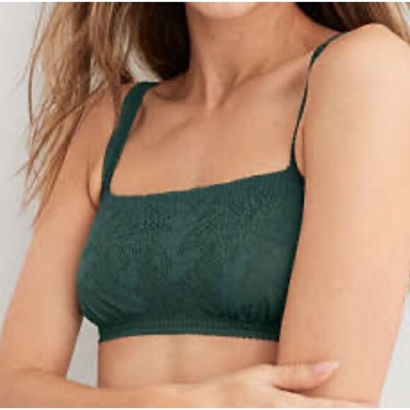 NWT Aerie Coral Lace Bandeau Bralette in Green - Size: Large - Picture 7 of 7